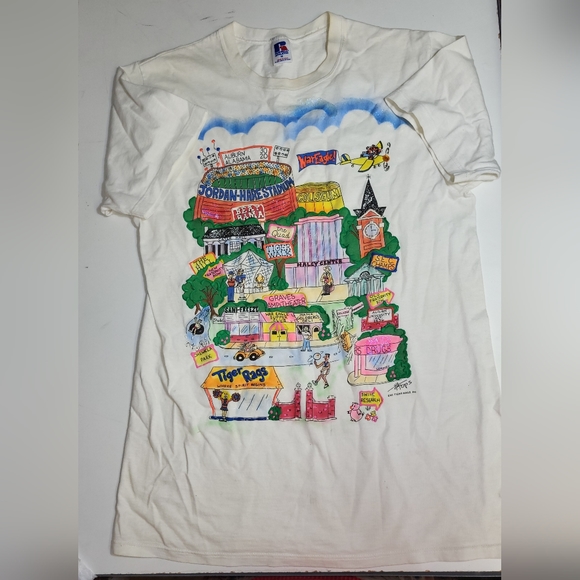 Unique Vintage Russell Athletic Doodle Sketch Art Tiger Rags 1990 Size M